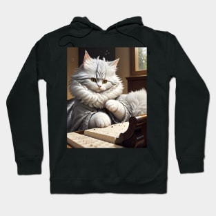 Cat Playing Piano - Modern Digital Art Hoodie